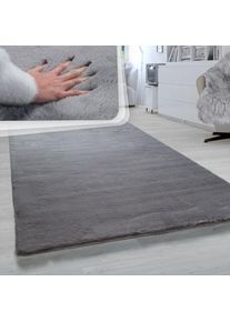 Paco Home, Fellteppich &raquo;Rabbit 780&laquo; rechteckig 26 mm H&ouml;he Kunstfell, Kaninchenfell-Haptik, ein echter Kuschelteppich, Uni-Farben, anthrazit, Polyester