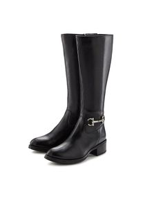 Lascana, Unisex, Lascana Stiefel &raquo;Stiefelette&laquo; aus Leder mit Langschaft, schwarz, 40, Aus hochwertigem Leder gefertigt
