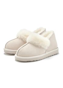 Vivance, Unisex, Hausschuh &raquo;Pl&uuml;sch Hausschuh, Pantolette, Pantoffel, Homeslippers&laquo; mit kuscheligem Lammfell aus Leder, beige, 41, Hausschuhe aus 