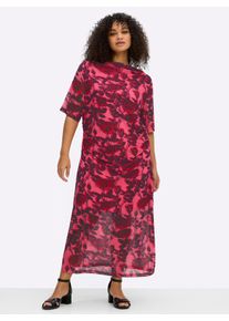 sheego by Joe Browns Witt Damen Maxikleid im Materialmix, mit Rosendruck, rosenquarz-burgund-gemustert, Gr&ouml;&szlig;e 50, 96% Polyester, 4% Elasthan