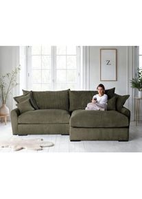 Home Affaire, Home Affaire Ecksofa &raquo;Finca XXL L-Form, Breite 247 cm&laquo; Mega-Sofa, Cord oder Chenille-Struktur, mit Federkern & 4 Zierkissen, olive, 100%