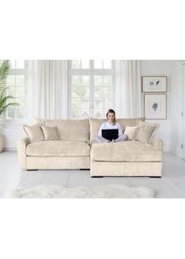 Home Affaire, Home Affaire Ecksofa &raquo;Finca XL L-Form, Breite 190 cm&laquo; Mega-Sofa, Cord oder Chenille-Struktur, mit Federkern & 4 Zierkissen, beige, 100% 