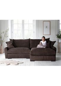 Home Affaire, Home Affaire Ecksofa &raquo;Finca XL L-Form, Breite 190 cm&laquo; Mega-Sofa, Cord oder Chenille-Struktur, mit Federkern & 4 Zierkissen, dunkelbraun,