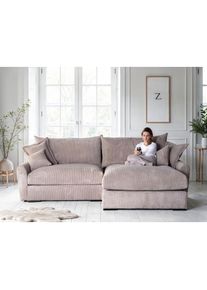 Home Affaire, Home Affaire Ecksofa &raquo;Finca XXL L-Form, Breite 247 cm&laquo; Mega-Sofa, Cord oder Chenille-Struktur, mit Federkern & 4 Zierkissen, taupe, 100%
