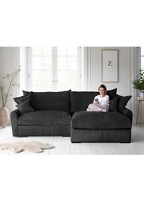Home Affaire, Home Affaire Ecksofa &raquo;Finca XL L-Form, Breite 190 cm&laquo; Mega-Sofa, Cord oder Chenille-Struktur, mit Federkern & 4 Zierkissen, anthrazit, 