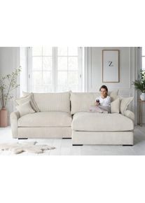 Home Affaire, Home Affaire Ecksofa &raquo;Finca XL L-Form, Breite 190 cm&laquo; Mega-Sofa, Cord oder Chenille-Struktur, mit Federkern & 4 Zierkissen, cream, 100% 