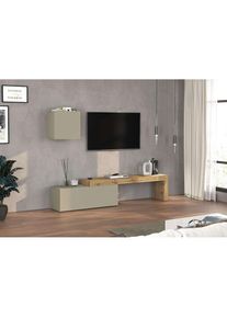 Goodproduct, GOODproduct TV-Wand &raquo;Chronos TV-Set, Wohnwand &ndash; Elemente frei platzierbar, Made in Italy&laquo; Set, 2-er set, 2 Stk. tlg., taube, eiche wotan,