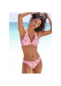 Lascana, Unisex, Lascana B&uuml;gel-Bikini-Top &raquo;Jasmin&laquo; im Bl&uuml;mchen-Druck, rot, flieder, 44, Cup C, Gelaserte Wellenkante