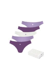 Lascana, Unisex, Lascana String &raquo;Valentines Day Geschenk Box&laquo; 5er-Pack, mit s&uuml;ssen Herzchen-Prints in Geschenkbox f&uuml;r den Valentinstag, lila, flieder,
