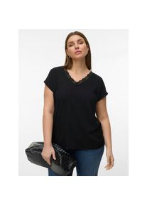 Vero Moda Curve, Unisex, Shirttop &raquo;VMCBELLA SL LACE TOP WVN NOOS CUR&laquo; Viskosemischung, regular fit, schwarz, 50, Gewebtes Top von Vero Moda Curve