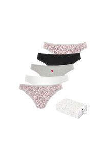 Lascana, Unisex, Lascana String &raquo;Valentines Day Geschenk Box&laquo; 5er-Pack, mit s&uuml;ssen Herzchen-Prints in Geschenkbox f&uuml;r den Valentinstag, creme, grau, 