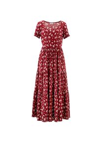 bonprix, Unisex, bonprix Maxikleid aus reiner Baumwolle, Loose Fit, Kurzarm-Design, mit Allover-Muster, bordeaux gebl&uuml;mt, 50, N-Gr, Maxikleid f&uuml;r 