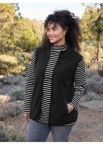 sheego Witt Damen Fleeceweste mit weiten Arml&ouml;chern, schwarz, Gr&ouml;&szlig;e 44, 100% Polyester