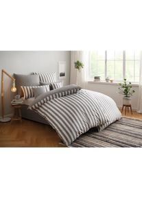 Goodproduct, GOODproduct Wendebettw&auml;sche &raquo;Greta&laquo; 2 Bettw&auml;sche mit Streifen in verschiedenen Qualit&auml;ten, ab 135x200 cm, grau, Biber, Obermaterial: 100%