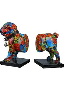 Casablanca By Gilde, Casablanca by Gilde &raquo;Buchst&uuml;tze 2er-Set Mops Street Art&laquo; Graffiti-Design, schwarz, bunt, Kunstharz, B/H/T: 23 cm x 20 cm x 12 cm