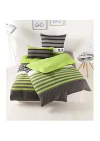 H.I.S. H.I.S, Bettw&auml;sche &raquo;Majoran&laquo; 2 Stk. gestreifte Bettw&auml;sche in verschiedenen Qualit&auml;ten, gr&uuml;n, Linon, Obermaterial: 100% Baumwolle, 1 Stk.