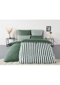 Goodproduct, GOODproduct Wendebettw&auml;sche &raquo;Greta&laquo; 2 Bettw&auml;sche mit Streifen in verschiedenen Qualit&auml;ten, ab 135x200 cm, gr&uuml;n, Renforc&eacute;, Obermaterial: 