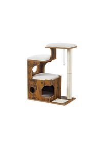 Feandrea, FEANDREA Kratzbaum &raquo;88 cm, Vintagebraun&laquo; 88 cm hoch, braun, Pl&uuml;sch, Sisal, Spanplatte, B/H/T: 66 cm x 88 cm x 42 cm