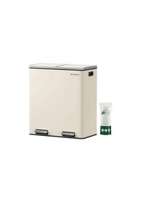 Songmics, Songmics M&uuml;lleimer &raquo;60 l&laquo; 2 Beh&auml;lter, edelwei&szlig;, Stahl