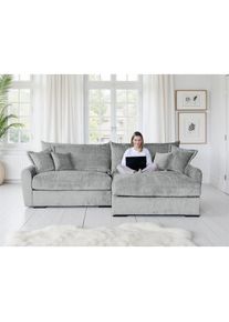 Home Affaire, Home Affaire Ecksofa &raquo;Finca XXL L-Form, Breite 247 cm&laquo; Mega-Sofa, Cord oder Chenille-Struktur, mit Federkern & 4 Zierkissen, hellgrau, 