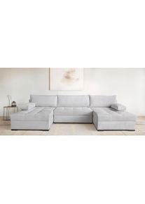 Goodproduct, GOODproduct Wohnlandschaft &raquo;Home System U-Form, B: 269 - 352 cm, Breiten w&auml;hlbar&laquo; mit Bettfunktion, Bettkasten & Zierkissen, Federkern, 