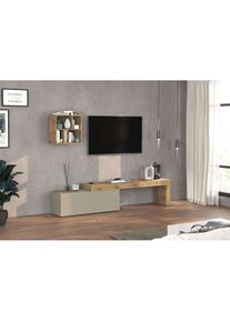 Goodproduct, GOODproduct TV-Wand &raquo;Chronos TV-Set, Wohnwand &ndash; Elemente frei platzierbar, Made in Italy&laquo; Set, 2-er set, 2 Stk. tlg., taube, eiche wotan,