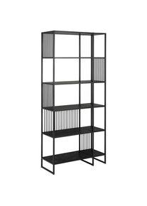 Mid.you Regal , Schwarz , Holzwerkstoff , 5 F&auml;cher , 85x185x35 cm , Wohnzimmer, Regale, B&uuml;cherregale