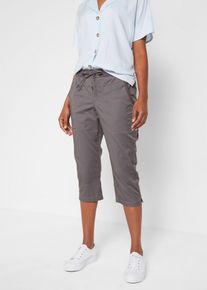 Caprihose mit Bindeband in grau, Gr&ouml;sse 42, 98% Baumwolle, bonprix