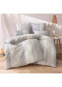 Janine Witt Bettw&auml;sche, hellgrau-beige-bedruckt, Gr&ouml;&szlig;e 40x80/135x200 cm, 100% Baumwolle