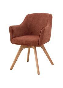 Livetastic Armlehnstuhl , Karamell , Holz, Metall, Textil , Eiche, Pappel , massiv, Sperrholz , U-Form , 61x85.5x63.5 cm , Sitzfl&auml;che 360&deg; drehbar , Esszimmer, St&uuml;hle, Polsterst&uuml;hle