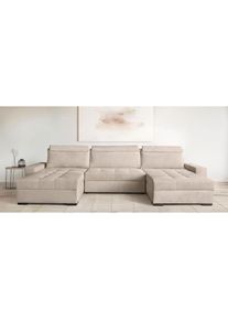 Goodproduct, GOODproduct Wohnlandschaft &raquo;Home System U-Form, B: 269 - 352 cm, Breiten w&auml;hlbar&laquo; mit Bettfunktion, Bettkasten & Zierkissen, Federkern, 