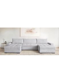 Goodproduct, GOODproduct Wohnlandschaft &raquo;Home System U-Form, B: 269 - 352 cm, Breiten w&auml;hlbar&laquo; mit Bettfunktion, Bettkasten & Zierkissen, Federkern, 