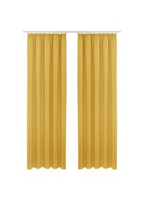 Goodproduct, GOODproduct Vorhang &raquo;SOLA&laquo; Kr&auml;uselband 1 Stk. tlg. Breite:130 cm, 1 Schal, einfarbig, Verdunkelung, goldfarben, Polyester, Polyester