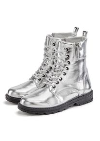 Lascana, Unisex, Lascana Stiefelette im angesagten Metallic-Look, Stiefel, Boots VEGAN, silberfarben, 37, Im angesagten Metallic-Look