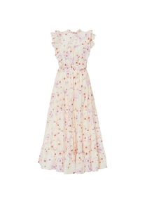 bonprix, Unisex, bonprix Maxikleid aus reiner Baumwolle, ausgestellte Passform, &auml;rmellos, mit Volants, naturbeige, zartflieder gebl&uuml;mt, 54, N-Gr, 