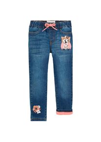 bonprix, Unisex, bonprix Thermojeans Regular Fit, mit Gummizug und Kordel, mit Patches, blau denim, 128, N-Gr, Thermojeans mit Patches und mit 