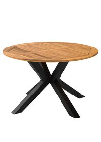 Ambia Garden Gartentisch , Schwarz, Akaziefarben , Holz, Metall , Akazie , massiv , rund , 130x75x130 cm , FSC 100% , Gartenm&ouml;bel, Gartentisch, Gartentische