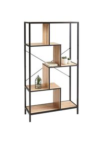 Mid.you Regal , Schwarz, Eichefarben , Holzwerkstoff , 3 F&auml;cher , 80x146.5x30 cm , Wohnzimmer, Regale, B&uuml;cherregale