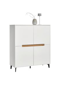 Novel Highboard , Schwarz, Weiss, Eichefarben , Holzwerkstoff , 6 F&auml;cher , 118x130x40 cm , Bsci , stehend , Kleinm&ouml;bel, Kommoden, Highboards