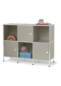 Tchibo - Sideboard Metall &raquo;Cn3 Kids&laquo; mit 3 T&uuml;ren - 116x40x89,5cm - hellgrau - Stahl / Kunststoff / Kunststoff