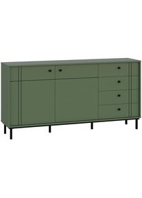 CARRYHOME Sideboard , Gr&uuml;n , Kunststoff , 2 F&auml;cher , 4 Schubladen , 160.2x81.8x37 cm , Kleinm&ouml;bel, Kommoden, Sideboards
