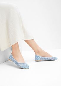Ballerinas mit Spitze in blau, Gr&ouml;sse 41, bonprix