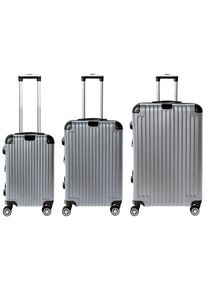 Novel Reisekofferset , Silberfarben , Metall, Kunststoff, Textil , 3-teilig , 30x76x49 cm , Bsci , Zahlenschloss, 360&deg;-Rollensystem, Tragehenkel, Netzfach , Freizeit & Co, Reisekoffer & Taschen