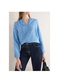 Cecil, Unisex, Langarmbluse mit Minimalprint und Splitneck, fountain blau, S (38), Sportive Bluse f&uuml;r Unisex von Cecil