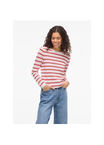 Vila, Unisex, Rundhalspullover &raquo;VIDALO O-NECK L/S STRIPE KNIT TOP- NOOS&laquo;, wei&szlig; alyssum stripes:hibiscus, S, Pullover von Vila
