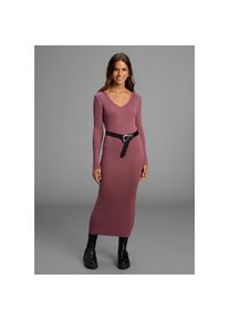 Laura Scott, Unisex, Strickkleid Ohne Taschen in Midi-L&auml;nge mit femininen Wellenkanten - NEUE KOLLEKTION, dunkelrosa, 42, N-Gr, Strickkleid aus 