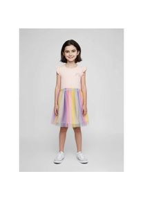 Blue Seven, Unisex, Jerseykleid 1 tlg. tlg. mit aufgen&auml;htem, transparentem T&uuml;llrock in Regenbogenfarben, rosa, 104, N-Gr, Bequemes Shirtkleid von BLUE