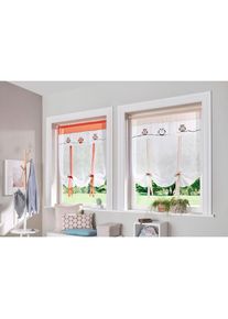 my home, my home Bindegardine &raquo;Java&laquo; Stangendurchzug 1 Stk. tlg. Fertiggardine, transparent, mit bestickten Eulen, wei&szlig;, terra, Voile, Polyester