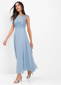 Maxikleid mit Spitze in blau, Gr&ouml;sse 46, bonprix