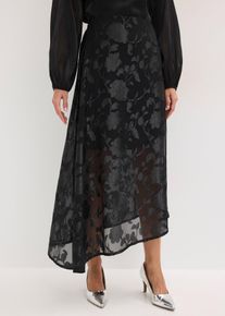 Maxirock mit asymmetrischem Saum in schwarz, Gr&ouml;sse 42, bonprix